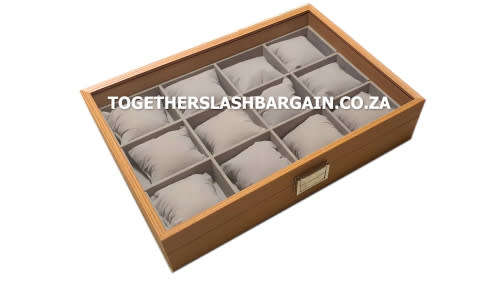 WATCH BOX  DISPLAY  CASE  STORAGE  ORGANISER 12 SLOT BLOCK DIVISION OAK PINE  REAL SOLID WOOD