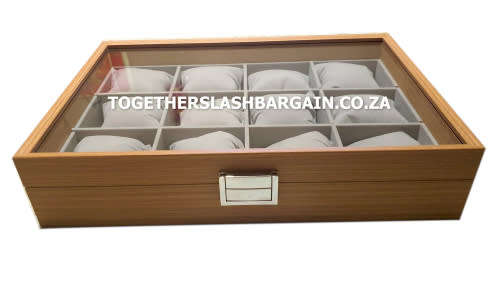 WATCH BOX  DISPLAY  CASE  STORAGE  ORGANISER 12 SLOT BLOCK DIVISION OAK PINE  REAL SOLID WOOD