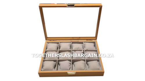 WATCH BOX  DISPLAY  CASE  STORAGE  ORGANISER 12 SLOT BLOCK DIVISION OAK PINE  REAL SOLID WOOD