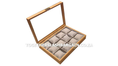 WATCH BOX  DISPLAY  CASE  STORAGE  ORGANISER 12 SLOT BLOCK DIVISION OAK PINE  REAL SOLID WOOD