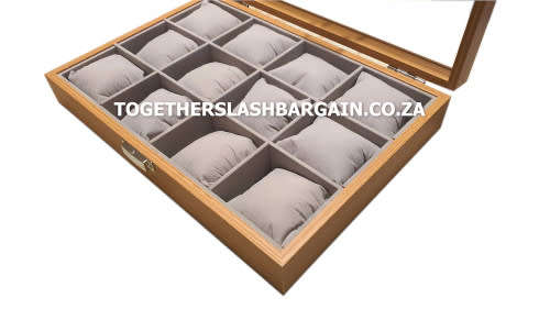 WATCH BOX  DISPLAY  CASE  STORAGE  ORGANISER 12 SLOT BLOCK DIVISION OAK PINE  REAL SOLID WOOD