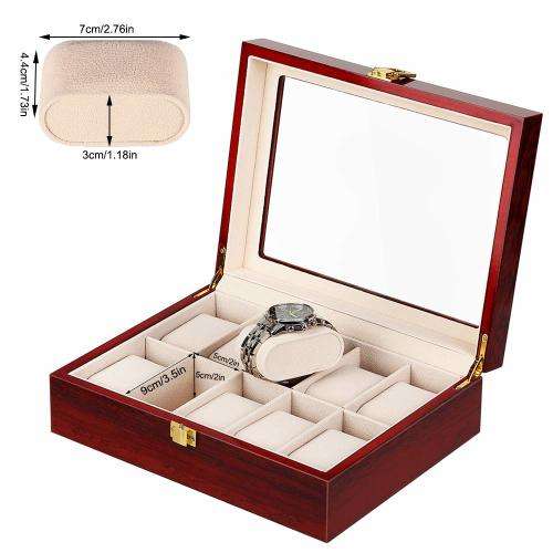 WATCH BOX / DISPLAY / CASE / STORAGE / ORGANISER 10 SLOT/ BLOCK/ DIVISION REAL SOLID WOOD MAHOGANY