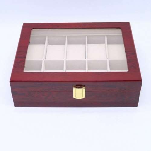 WATCH BOX / DISPLAY / CASE / STORAGE / ORGANISER 10 SLOT/ BLOCK/ DIVISION REAL SOLID WOOD MAHOGANY