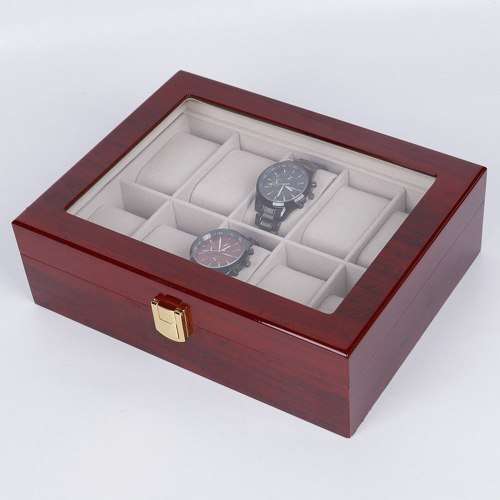 WATCH BOX / DISPLAY / CASE / STORAGE / ORGANISER 10 SLOT/ BLOCK/ DIVISION REAL SOLID WOOD MAHOGANY