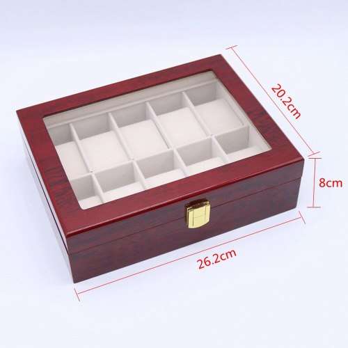 WATCH BOX / DISPLAY / CASE / STORAGE / ORGANISER 10 SLOT/ BLOCK/ DIVISION REAL SOLID WOOD MAHOGANY