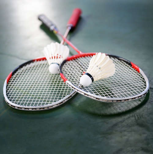 BADMINTON RACKET SET WITH 6 FEATHER SHUTTLECOCKS / SPORT / FAMILY / SOCIAL / HEALTH / ACTIVITY