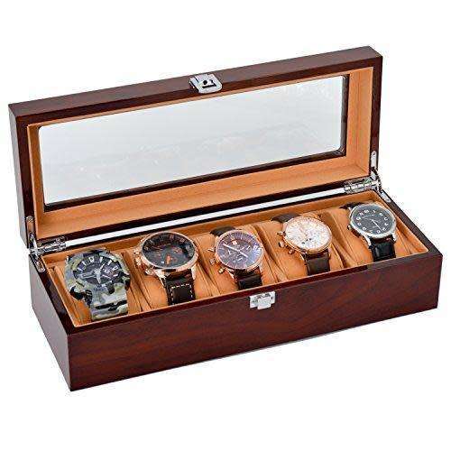 WATCH BOX  DISPLAY  CASE  STORAGE  ORGANISER 5 SLOT BLOCK DIVISION QUALITY SOLID WOOD