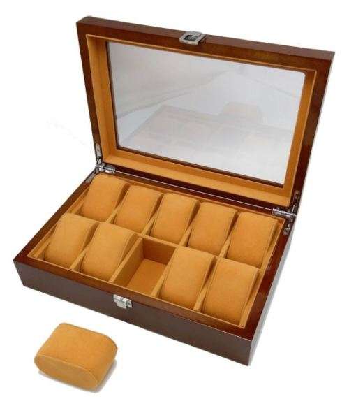 WATCH BOX  DISPLAY  CASE  STORAGE  ORGANISER 10 SLOT BLOCK DIVISION QUALITY SOLID WOOD