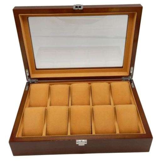 WATCH BOX  DISPLAY  CASE  STORAGE  ORGANISER 10 SLOT BLOCK DIVISION QUALITY SOLID WOOD