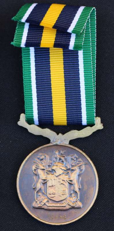 Chief of the SADF Commendation Medal fixed suspender small feint numbering EF