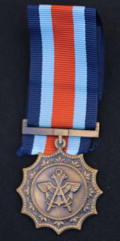 Chief of the SADF Commendation Medal fixed suspender small feint numbering EF