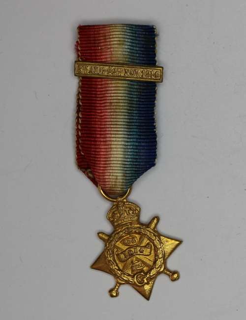 Miniature 1914 Mons Star with clasp EF
