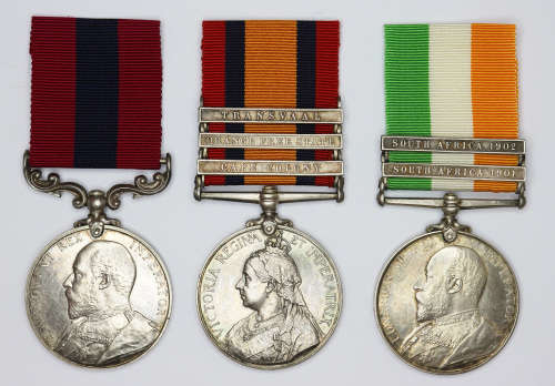 DCM(EdwVII),  3-bar QSA and 2-bar KSA to G F Wight, Cape Mounted Rifles EF