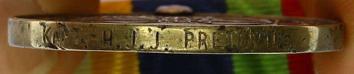 DTD (With length of LvW : Wound Riband) to Kapt H.J.J. Pretorius, Bloemfontein Cdo. EF