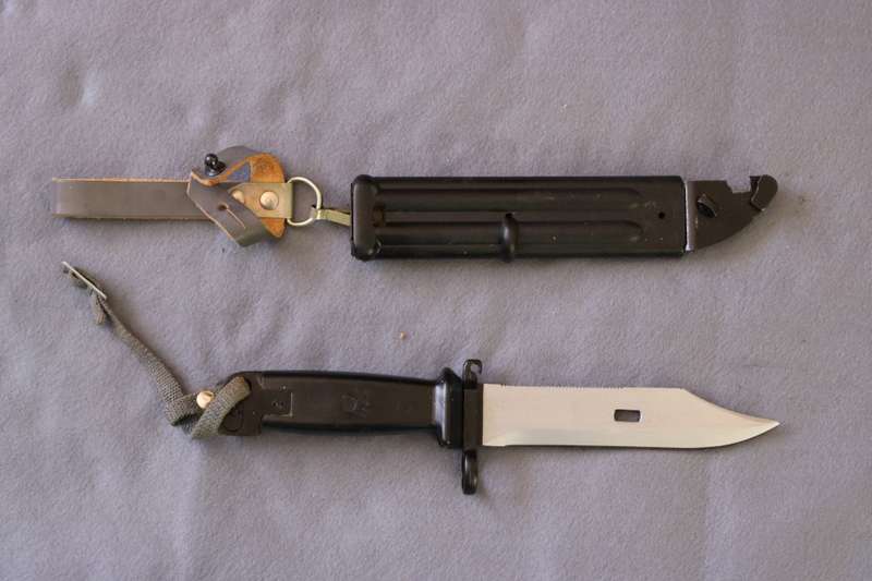 East German AKM Type II bayonet with matching bayonet and scabbard