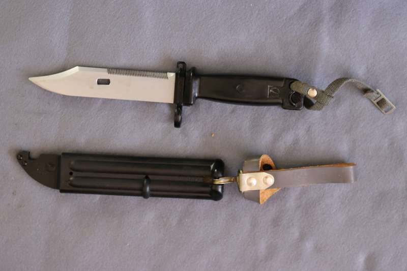 East German AKM Type II bayonet with matching bayonet and scabbard