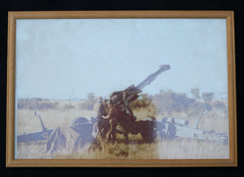 Photograph of South African Defence Force artillery gun (size approximately A4)