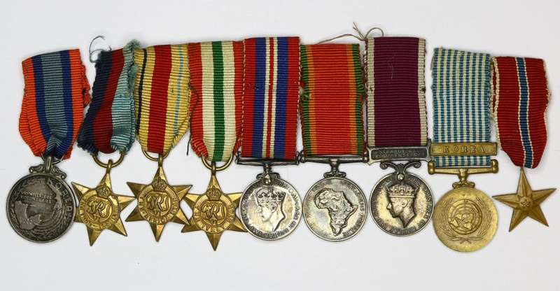 Partial miniature medal group of nine attributed to M.J.C. van der Linde EF