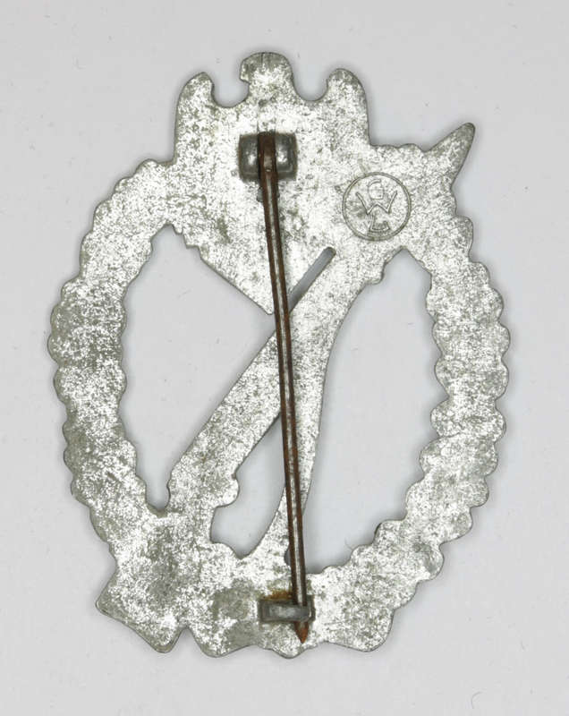 German Infantry Assault Badge in Silver Marked GWL (Gebrüder Wegerhof, Lüdenscheid) EF