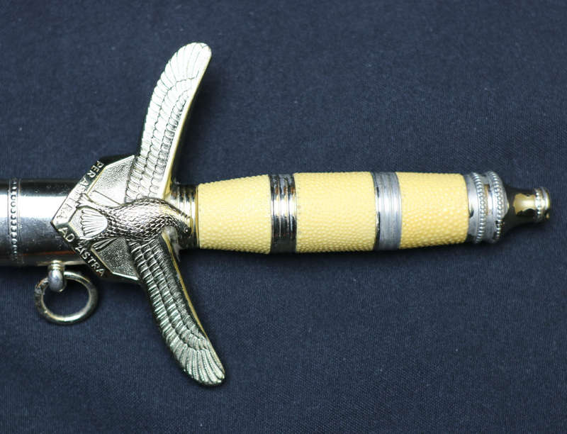 South African Air Force ceremonial dagger made by Eickhorn, Germany complete with belt and hangers