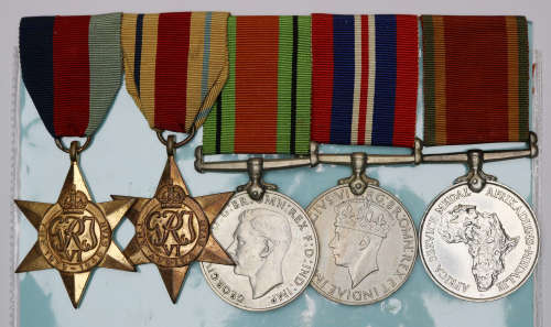 Group of five 1939-45 Star Africa Star DM WM ASM  295782 G Fisher EF