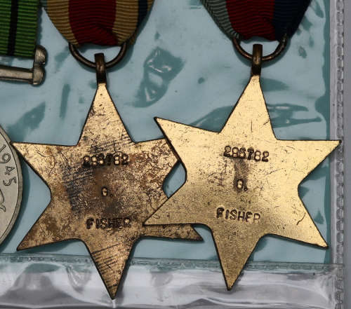 Group of five 1939-45 Star Africa Star DM WM ASM  295782 G Fisher EF