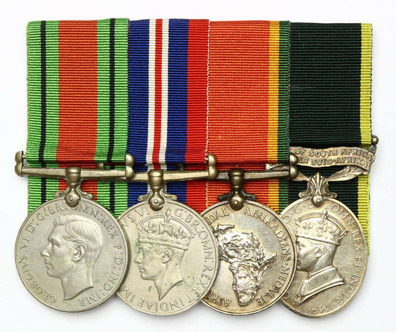 Group of four medals: DM, WM, ASM, EM (Union of S.A.)  EF