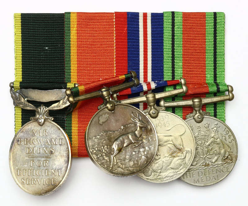 Group of four medals: DM, WM, ASM, EM (Union of S.A.)  EF