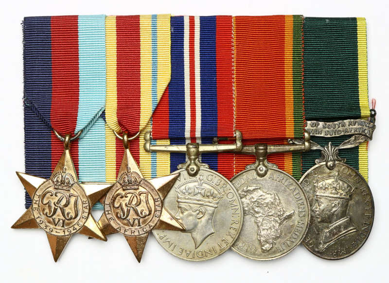 Group of five: 1939-45 Star, Africa Star, WM, ASM, EM WO2 J.P. Austin S.A.E.C. EF