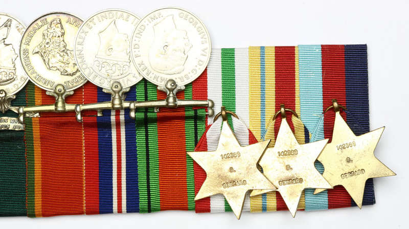 Group of seven: 1939-45 Star, Africa Star, Italy Star, DM, WM, ASM, EM SGT B Gerrard SAEC EF