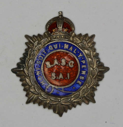 South African Service Corps Sweetheart Brooch Gilt and Sterling Silver EF (note no pin)