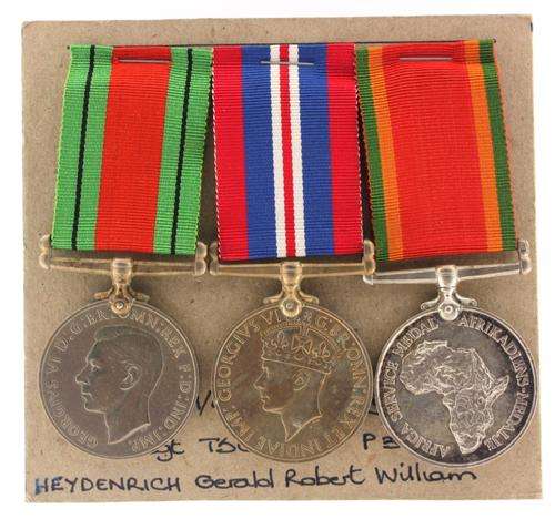 Incomplete group Defence, War & Africa Service Medals P3966 GRW Heydenrych with research EF