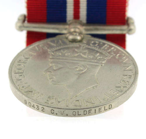 War Medal 1939 - 1945 awarded to a South African named WWII VF