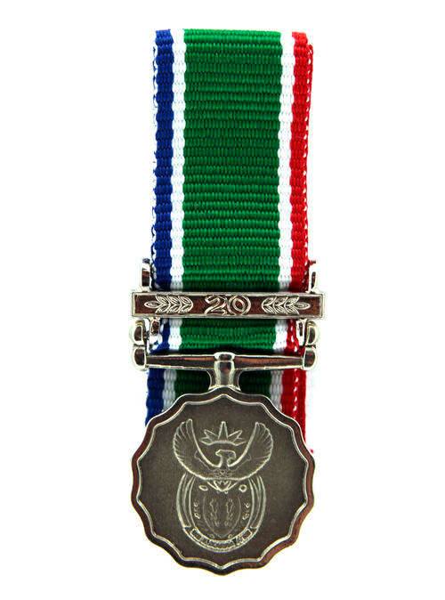 Miniature SANDF Medal for Loyal Service with 20 year clasp MINT
