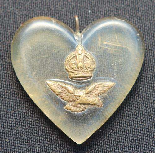 Royal Air Force / SAAF sweetheart brooch perspex inlaid with brass eagle & crown Good