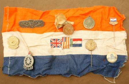 Lot of 9 Africana Badges and Old South African Flag