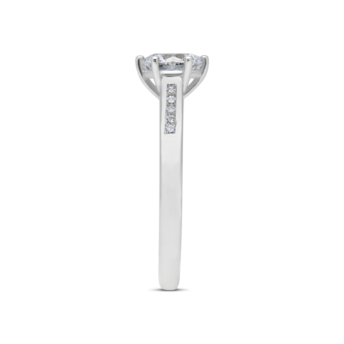 18ct White Gold Solitaire with Channel: Total Diamond weight 1.12ct with 1ct Center stone