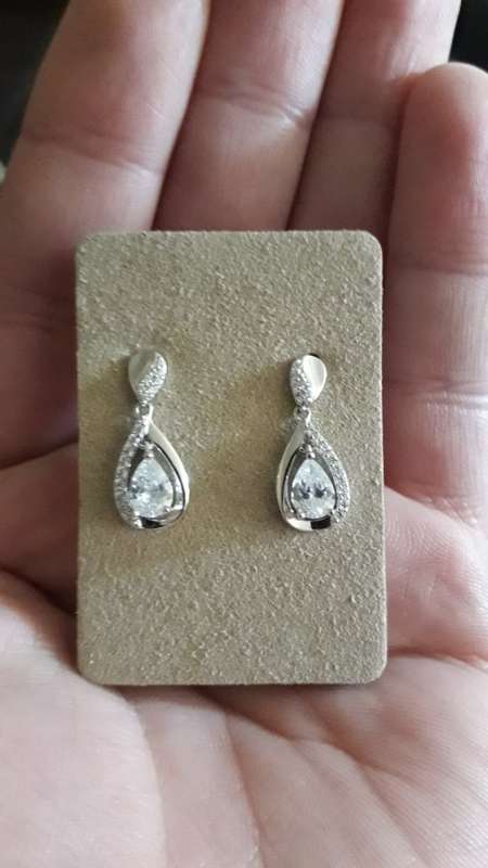 925 Sterling Silver CZ drop stud Earrings
