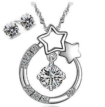 925 Sterling Silver Stamped Austrian Crystal Jewellery Set