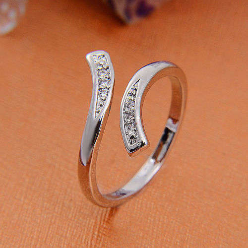 Australia Rhinestone Open Adjustable Silver Ring