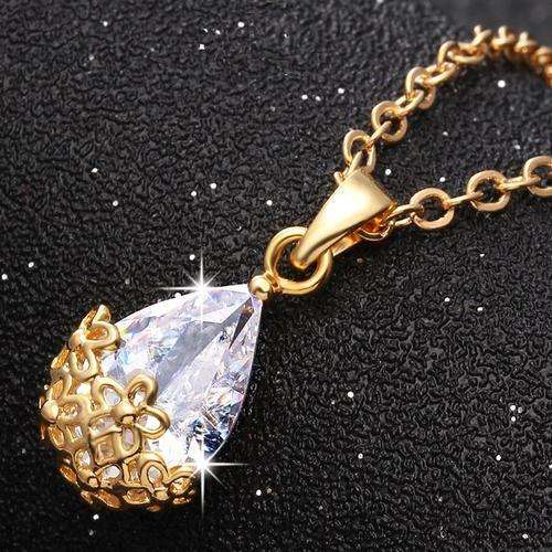 LACE WORK DESIGNER !! MASTERPIECE YELLOW GOLD PLATED SIMULATED DIAMOND NECKLACE PENDANT