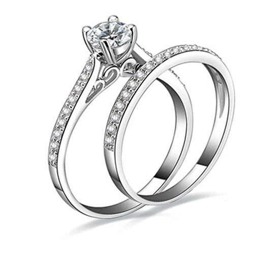 Elegant 2Pcs Set Cubic Zirconia 1ct and Tiny Little CZ Ring Size 7 with complimentary gift box