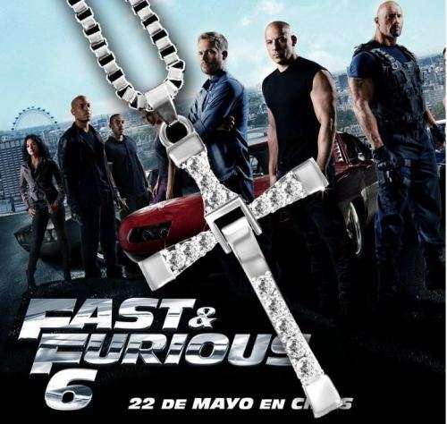 Fast & Furious Men's Stainless Steel Chain With Crystal Cross Pendant
