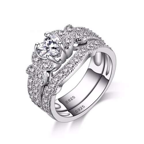 Elegant New Arrival 2 Piece ! 1.68 Carat Sim Diamond with Cubic Accents Ring Size 7 & 9