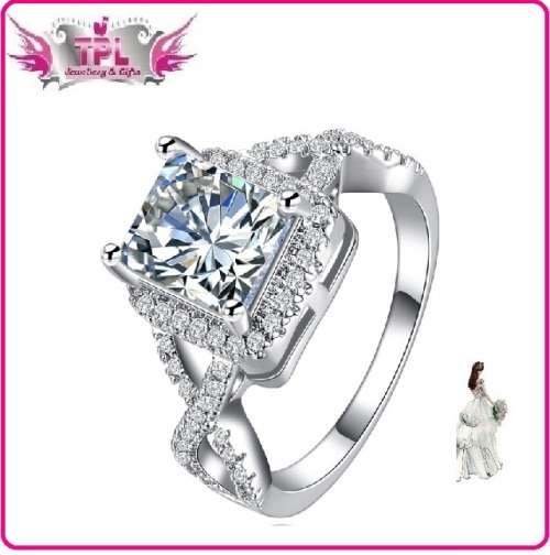 FIT FOR A PRINCESS! Princess Cut 3.48 Carat Cr .Diamond with Stunning Accent -Size 7