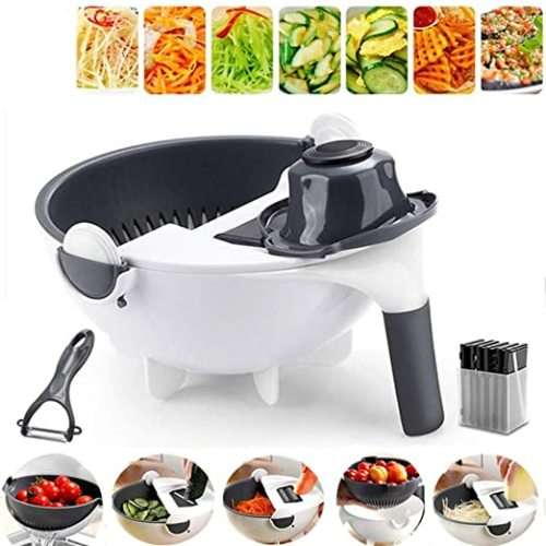 Multi-functional Vegetables Chopper/Wet Basket/ Cutter - 9 IN 1 USE