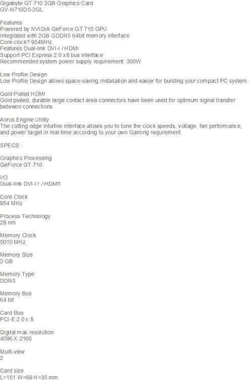 NEW - GEFORCE GT710 2GB