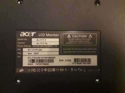 17 Inch Square Acer Refurbished Monitor