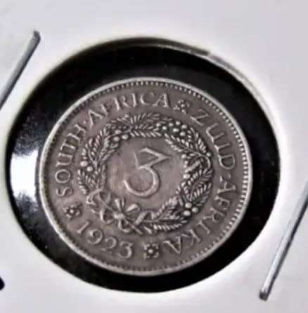 1923 Union of South Africa 3 Pence WREATH TIEKIE RARE