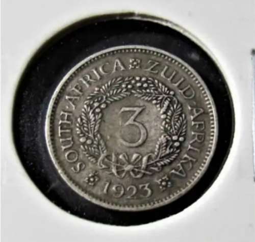 1923 Union of South Africa 3 Pence WREATH TIEKIE RARE